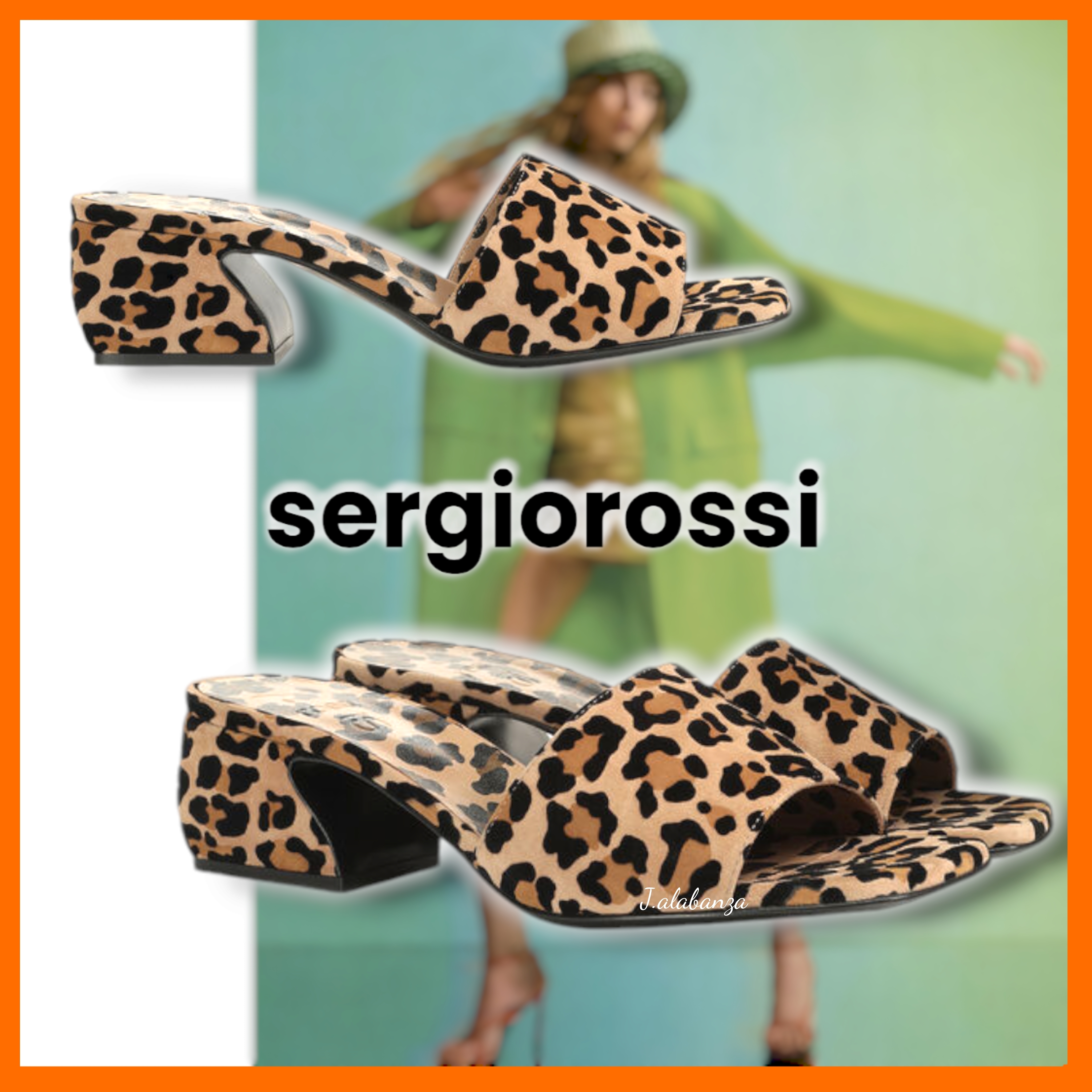 セルジオロッシ☆レオパードスエードサンダル 45mm/SI ROSSI