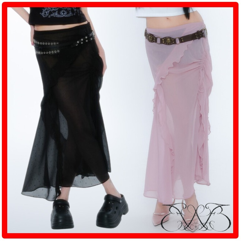 ☆人気【elfelfelfarchives】☆SILHOUETTE RUFFLE MAXI SKIR.T☆
