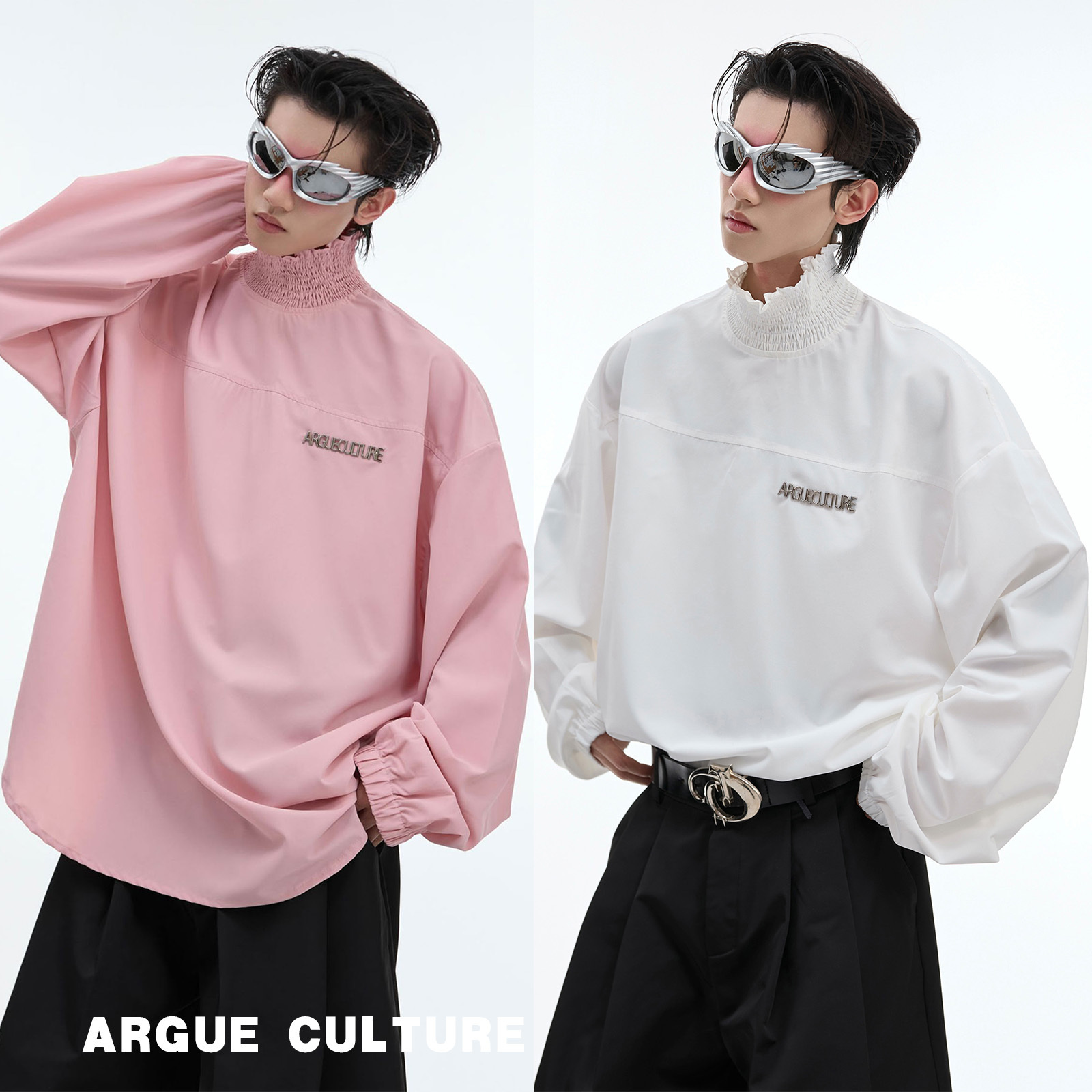 ArgueCultureフレンチブラウスシャツメンズ長袖ゆったり