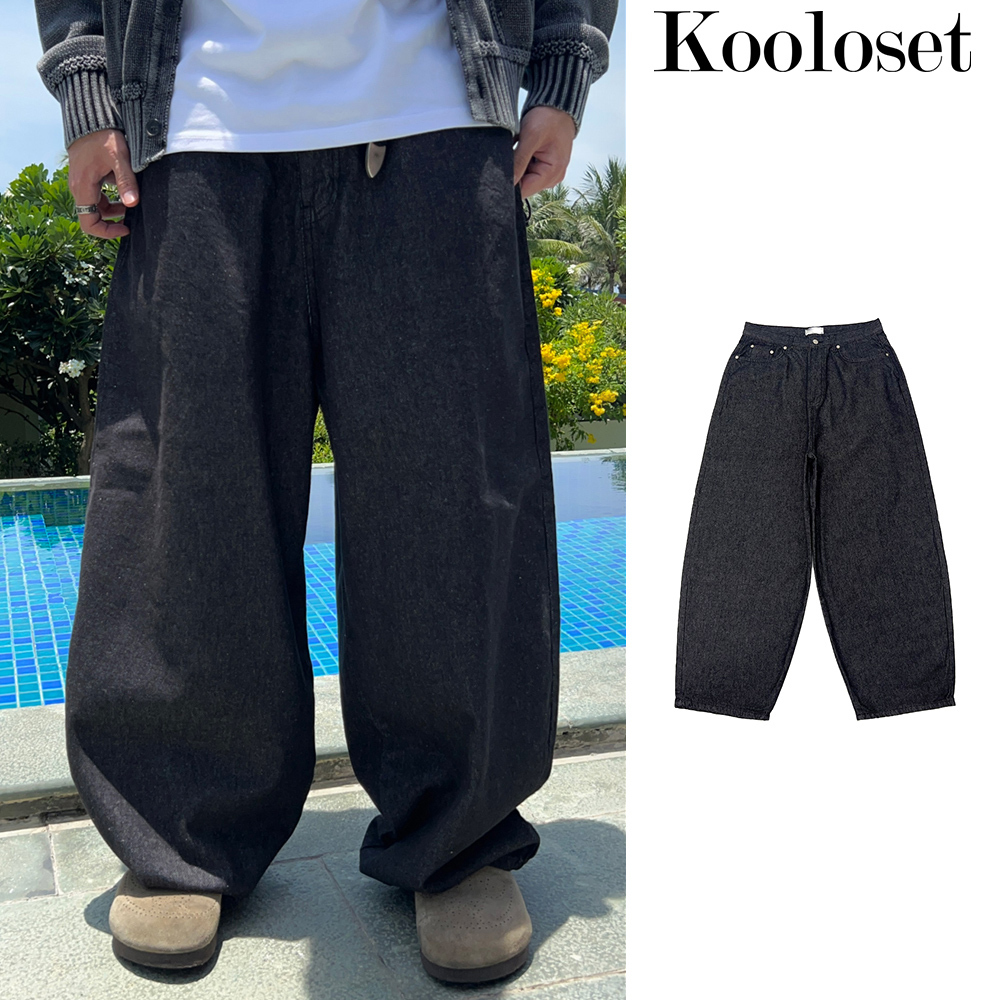 【KOOLOSET】Kuro Non-Fade Balloon Wide Denim