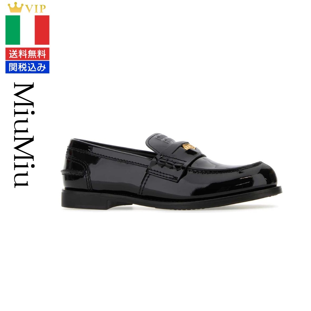 VIP【送料関税込】MiuMiu Black Leather Loafers