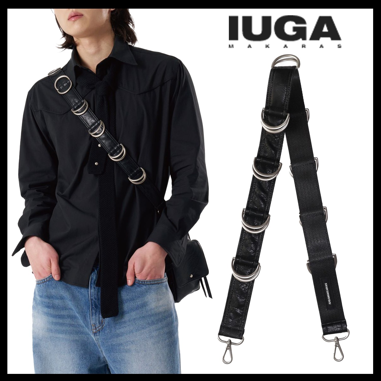 【IUGAMAKARAS】D-Ring Strap (Black)★男女共用★追跡付