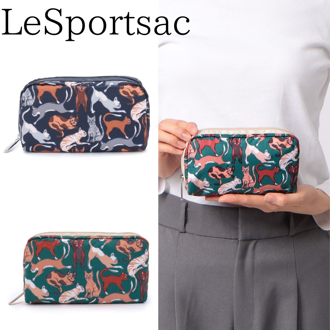 ■LeSportsac■RECTANGULAR COSMETICキュリアスキャッツ