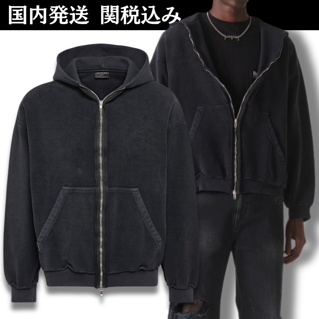 【関税込み】フロントジッパー コットンパーカー