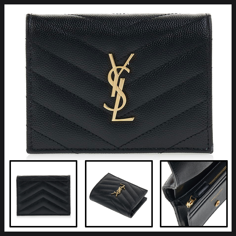 ★送料関税込★Saint Laurent YSLロゴ モノグラム 二つ折り財布