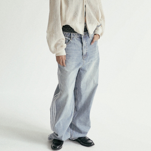 ★韓国人気★BADBLOOD★Billy Track Jeans Baggy Fit ☆韓国人気☆BADBLOOD☆Billy Track Bermuda Jeans Baggy Fit