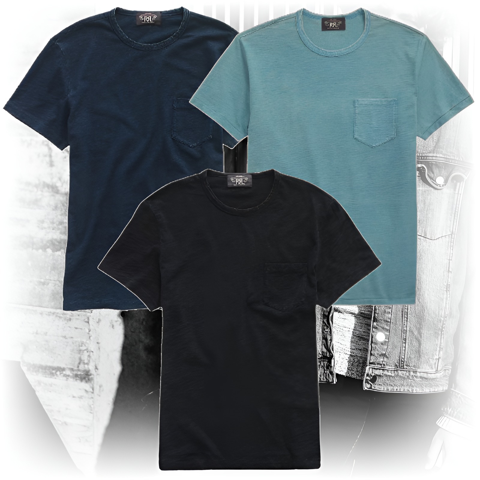 インディゴ ジャージ ポケットTシャツ 3色【RRL】ヴィンテージ風