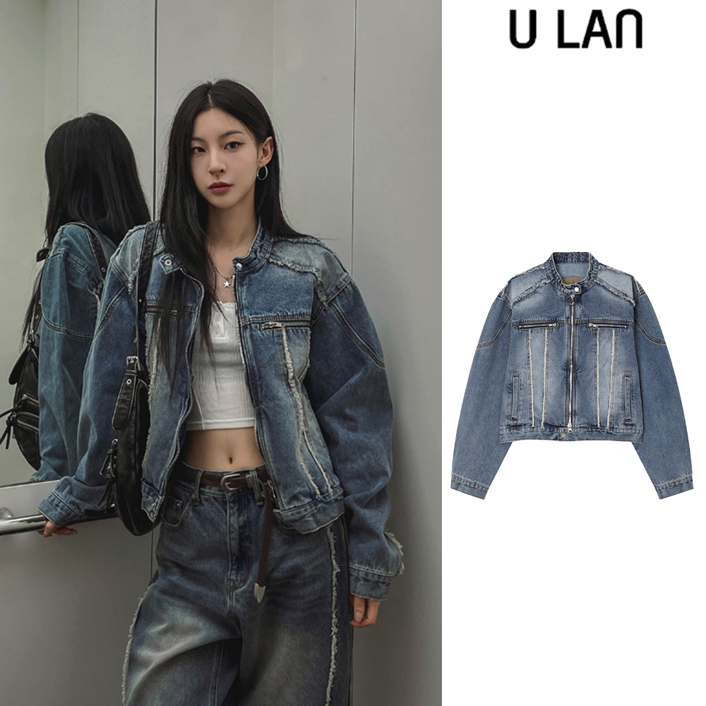U LAN】Lundy Dekki Biker Denim Jacket