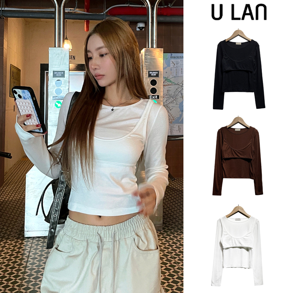 【U LAN】Out Layered Tencel Long Sleeve Tee