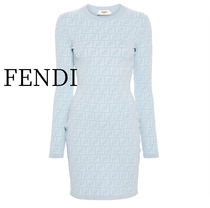 embossed-FF bodycon dress2024秋冬