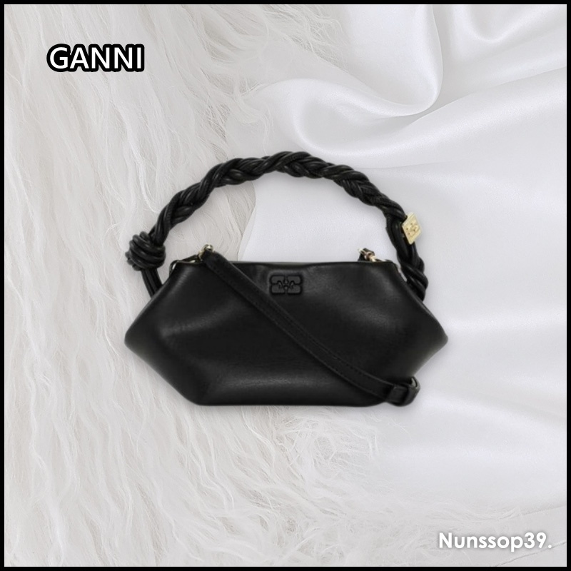 《GANNI》 A5379 099 ボウ ミニバッグ