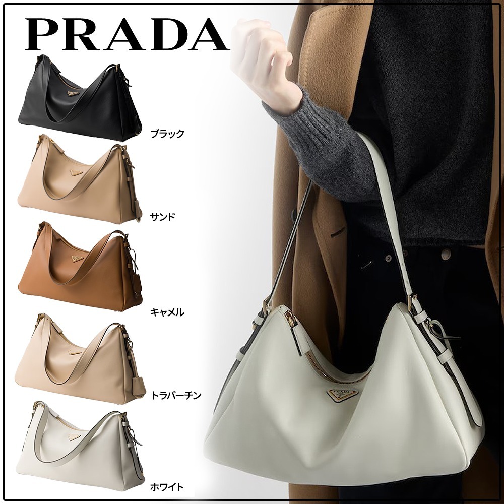 国内直営 カッコいい【PRADA】エメ ラージ レザー ショルダー