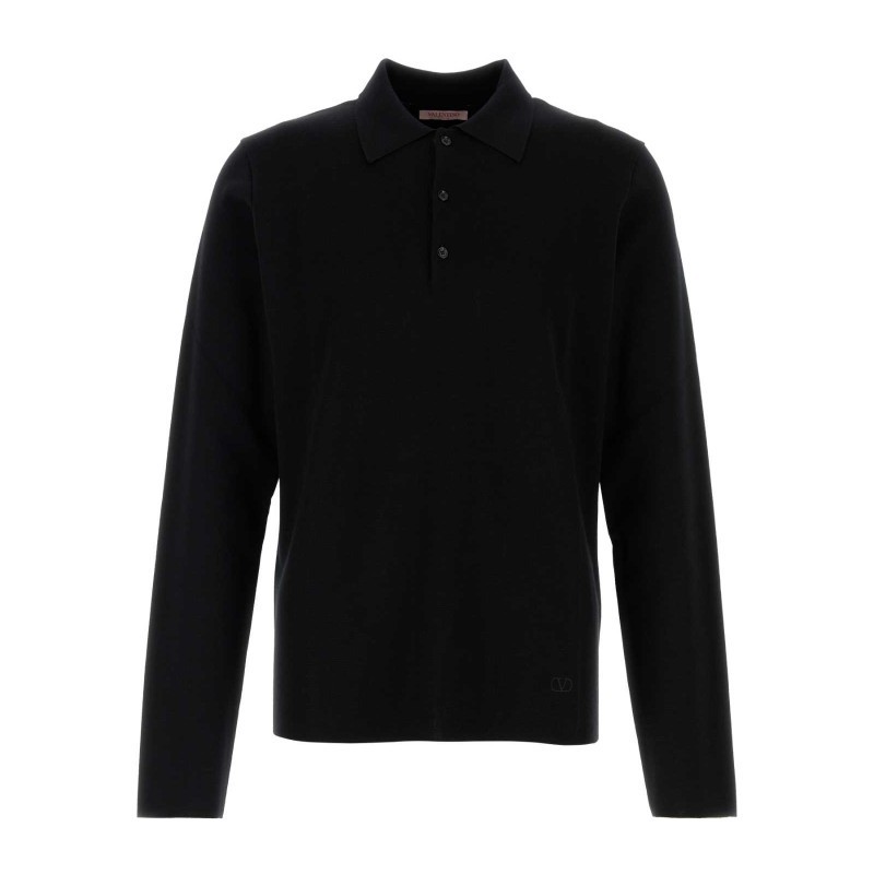 Tシャツ・カットソー VALENTINO FW24 Black wool polo shirt (5V0KP03JAH5 0NO)