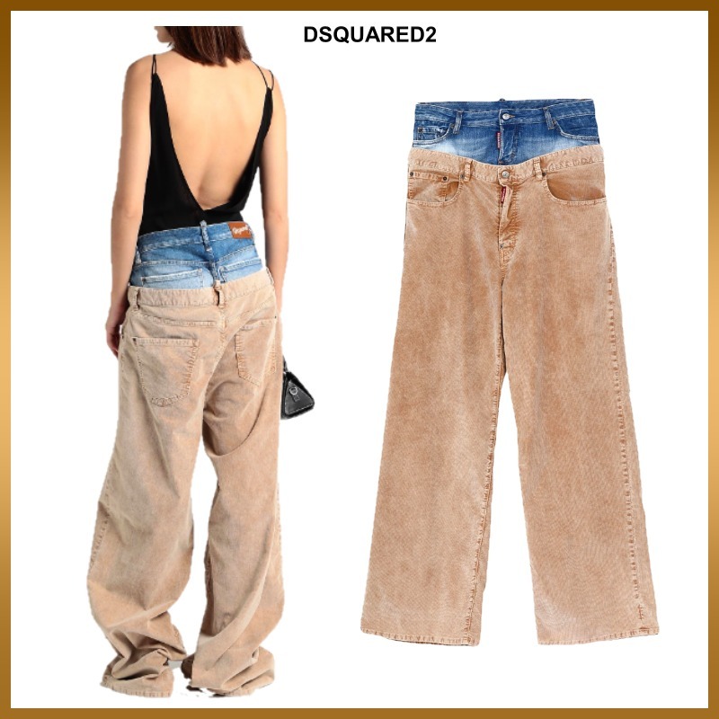 【DSQUARED2】パンツ コーデュロイ ブランドロゴ ワイドレッグ