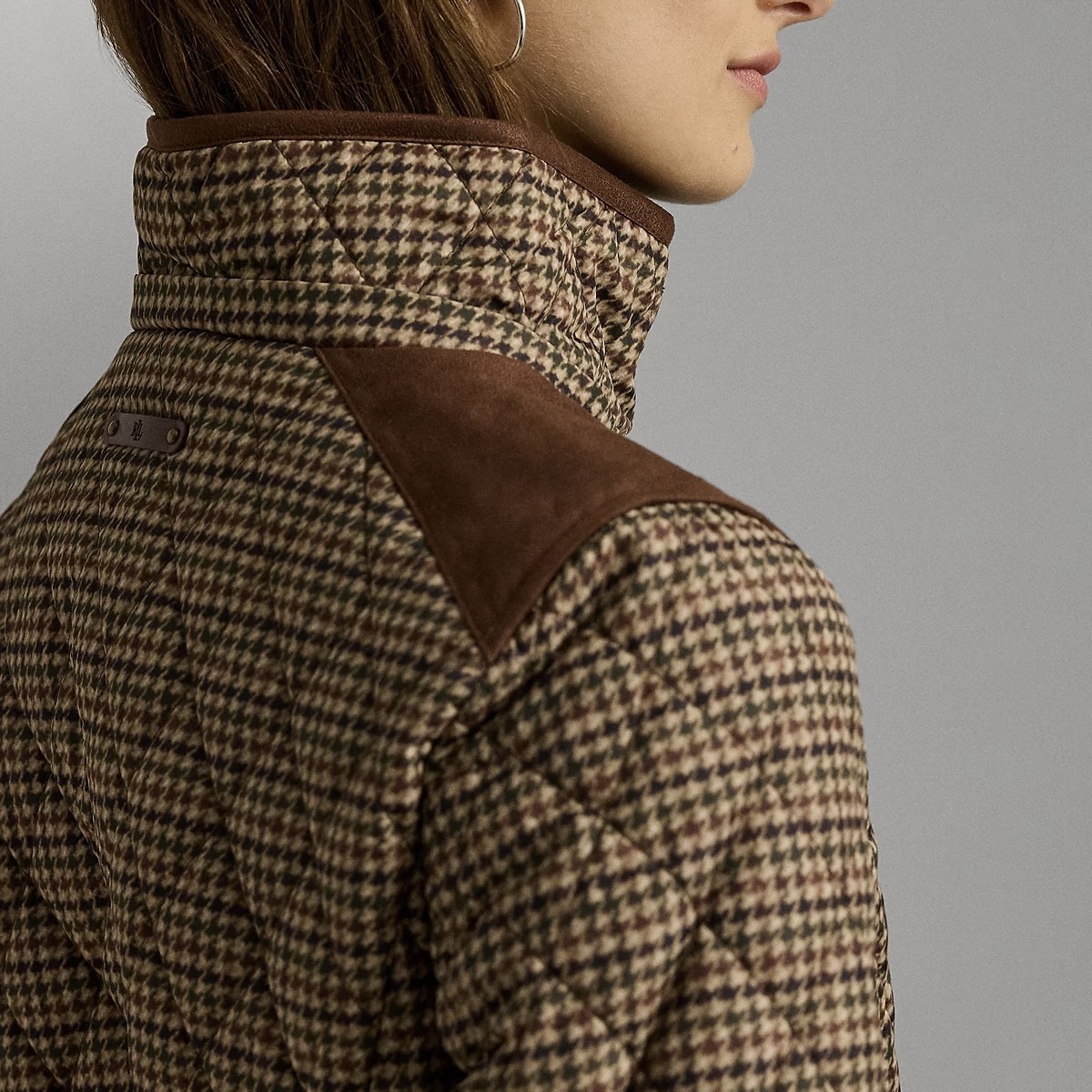 【RALPH LAUREN】チェック 肘パッチ フード キルティングコート RALPH LAUREN】チェック 肘パッチ フード キルティングコート