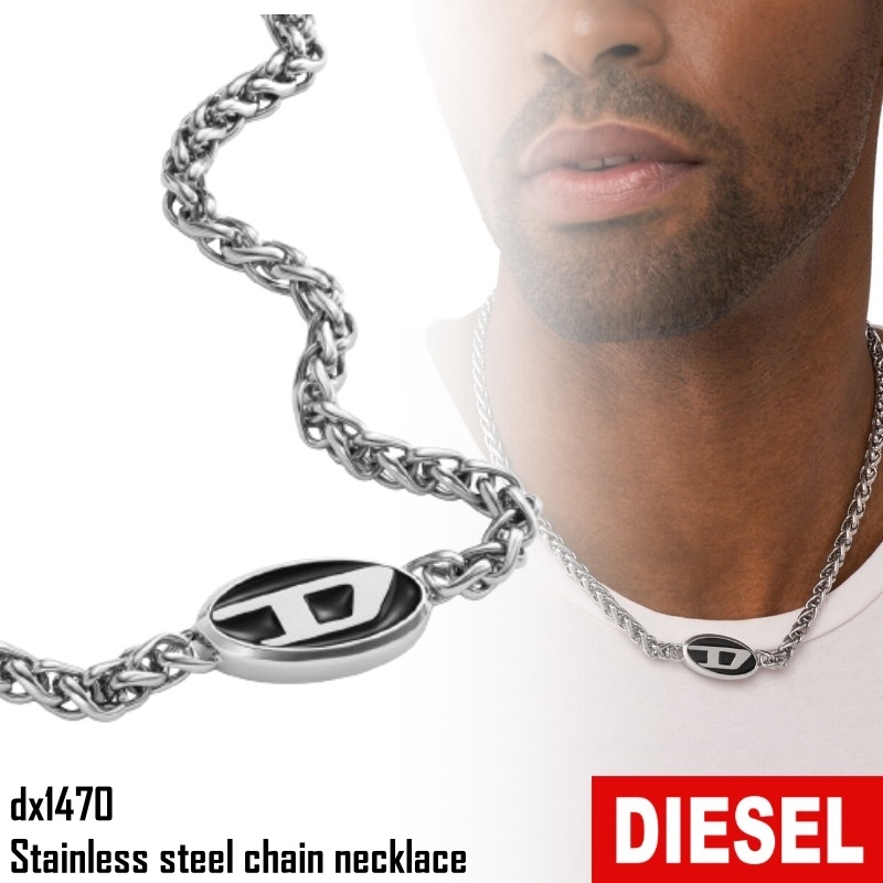 DIESEL ディーゼル dx1470 ステンレス チェーン ネックレス 黒