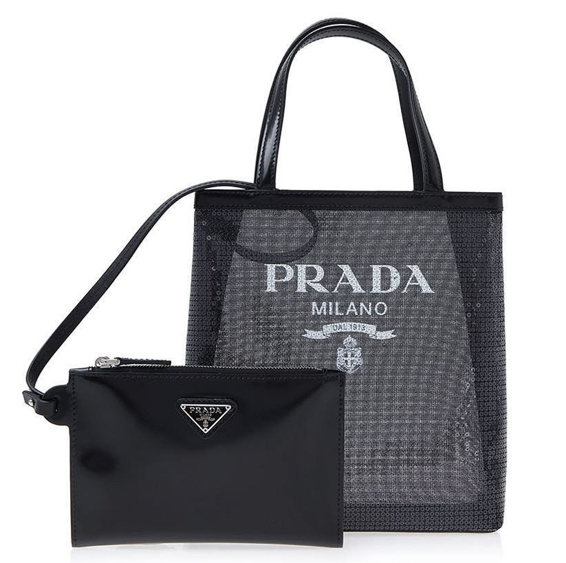 【PRADA】SMALL SEQUINED MESH TOTE BAG