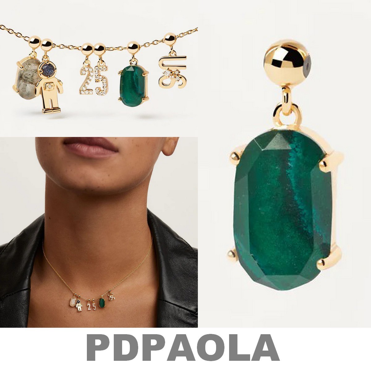 【LB掲載】PDPAOLA◆スクエア型 クォーツネックレスチャーム◆
