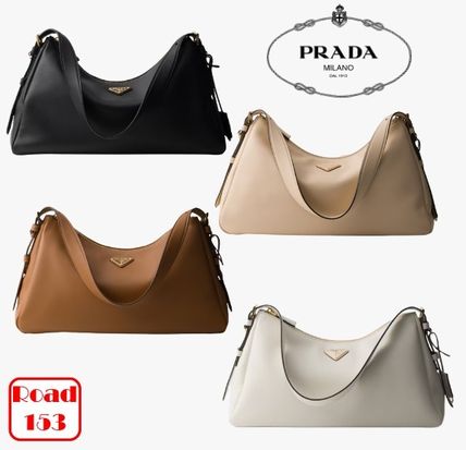 注目の新作☆直営店 PRADA Aimee ラージ かぎ針編 レザーバッグ Black Prada Aimée large leather shoulder bag | PRADA