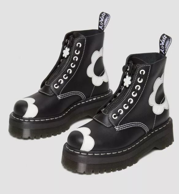 Dr. Martens フラワーピサレザープラットフォームブーツ