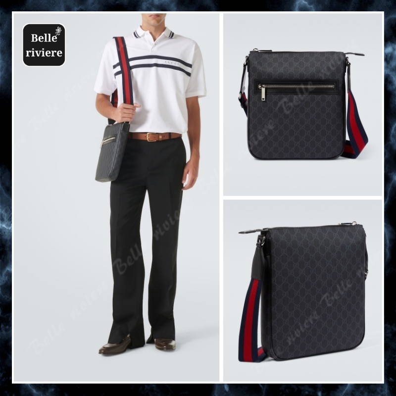 24PF new/GUCCI ストライプGGクロスボディバッグ Bag Black