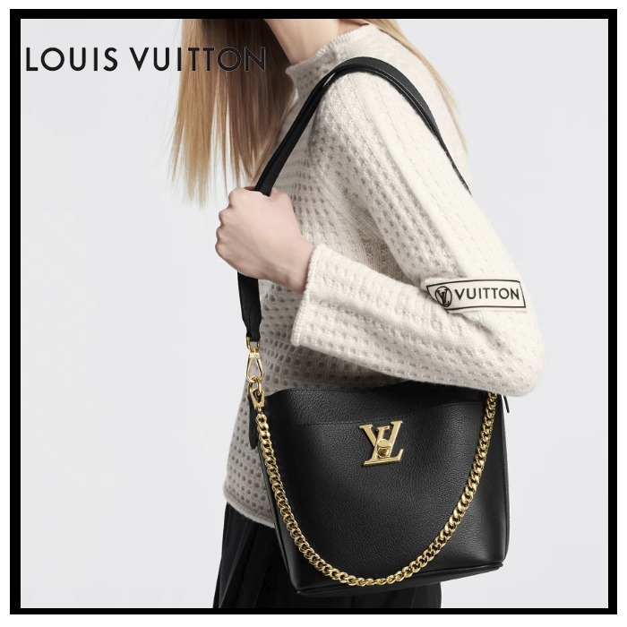 Louis Vuitton バッグ《Lock & Walk》黒 カーフ ロゴ DHL 直営店