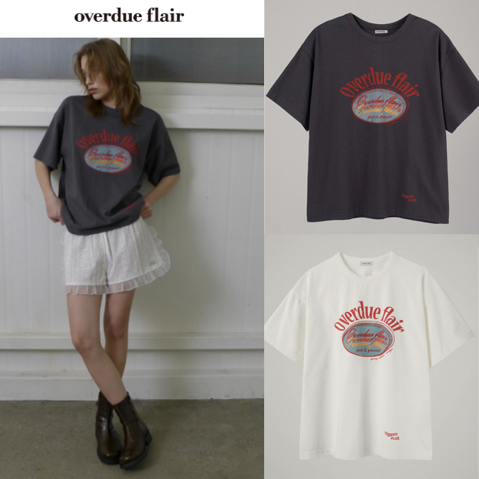 overdueflair★プリント ポイント 綿Tシャツ