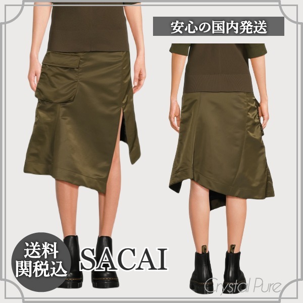 【SACAI】ナイロン カーゴ ミディスカート【送料関税込】