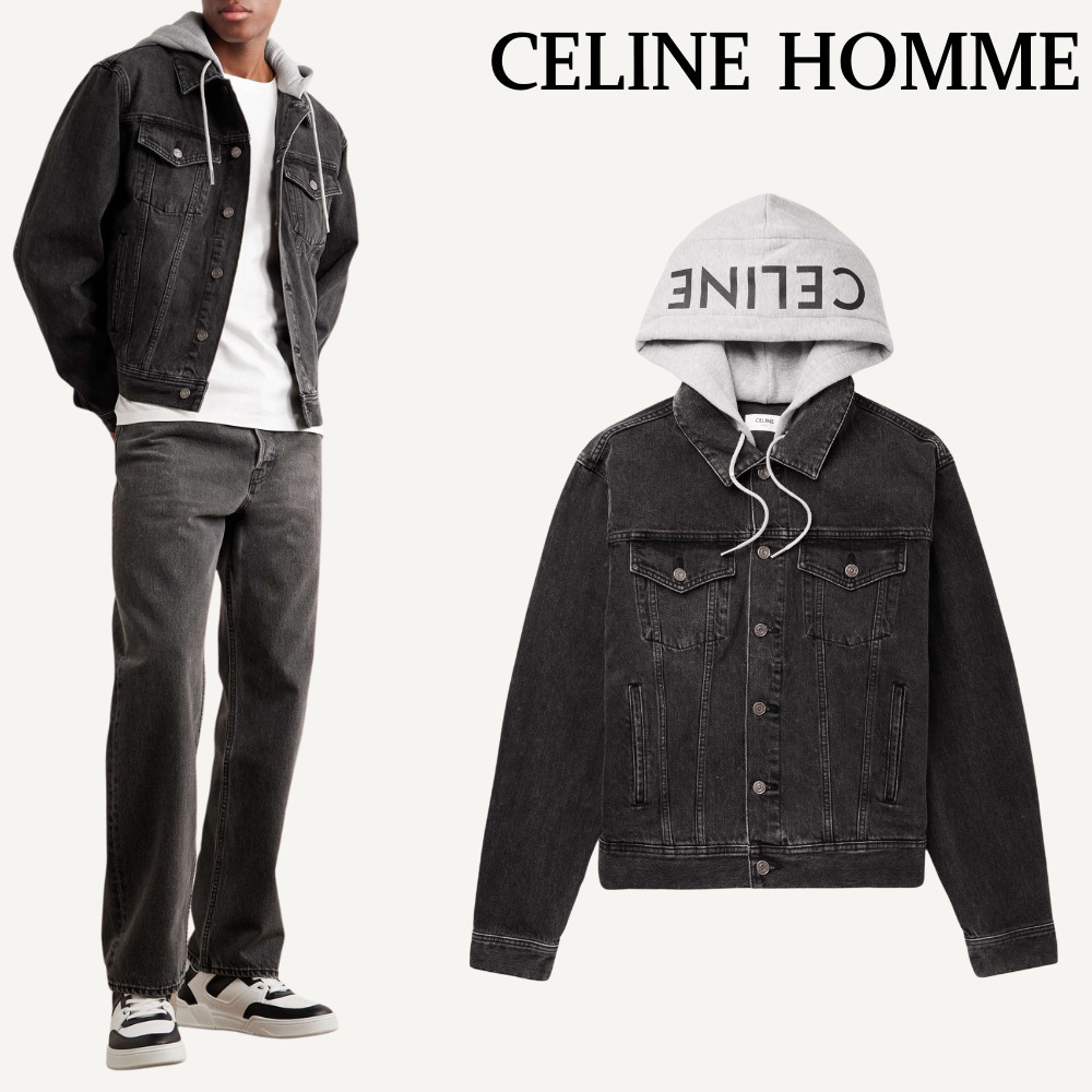 【CELINE HOMME】デニム ジャケット コットンジャージートリム