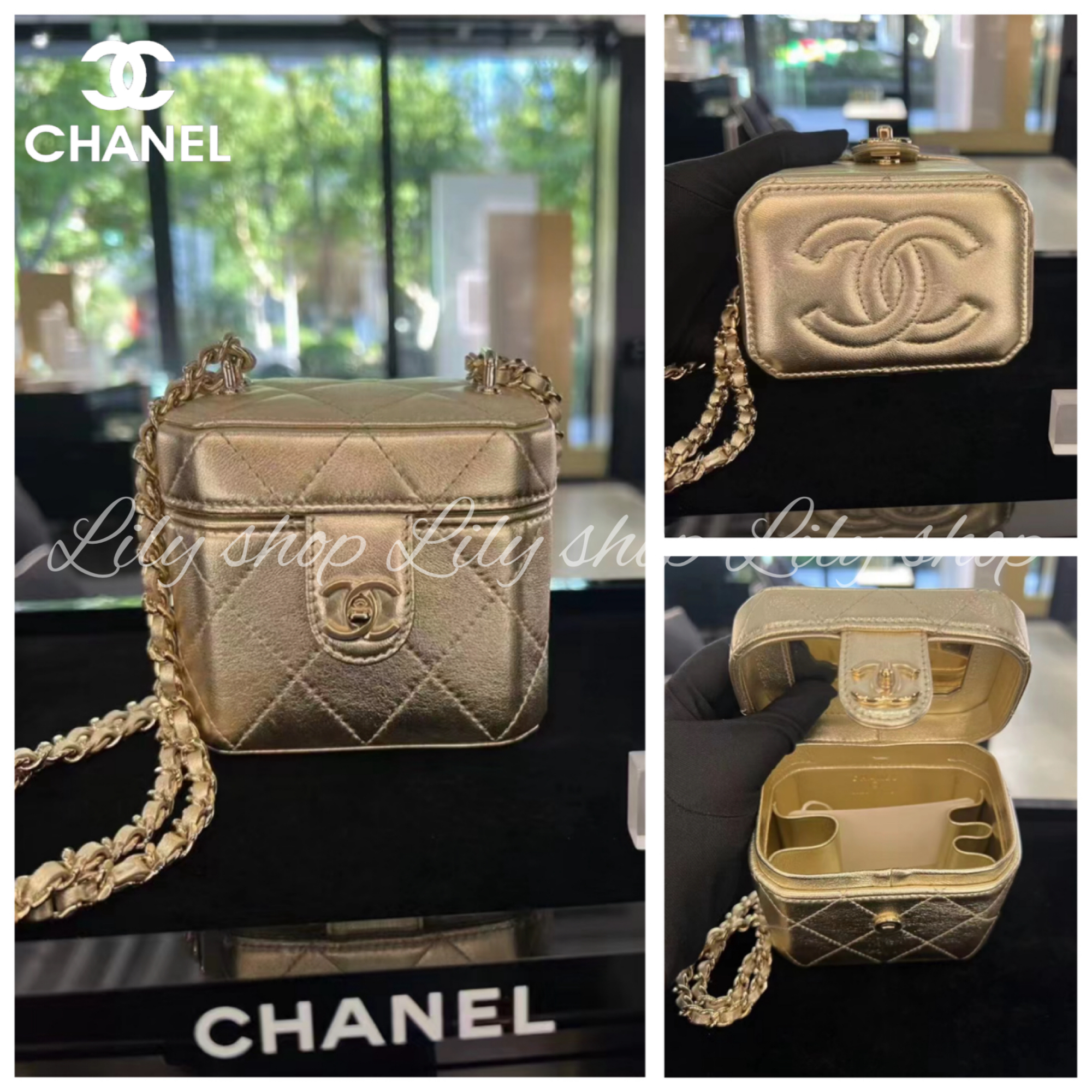 輝くゴールドが美しい◎【CHANEL】ミニヴァニティバッグ