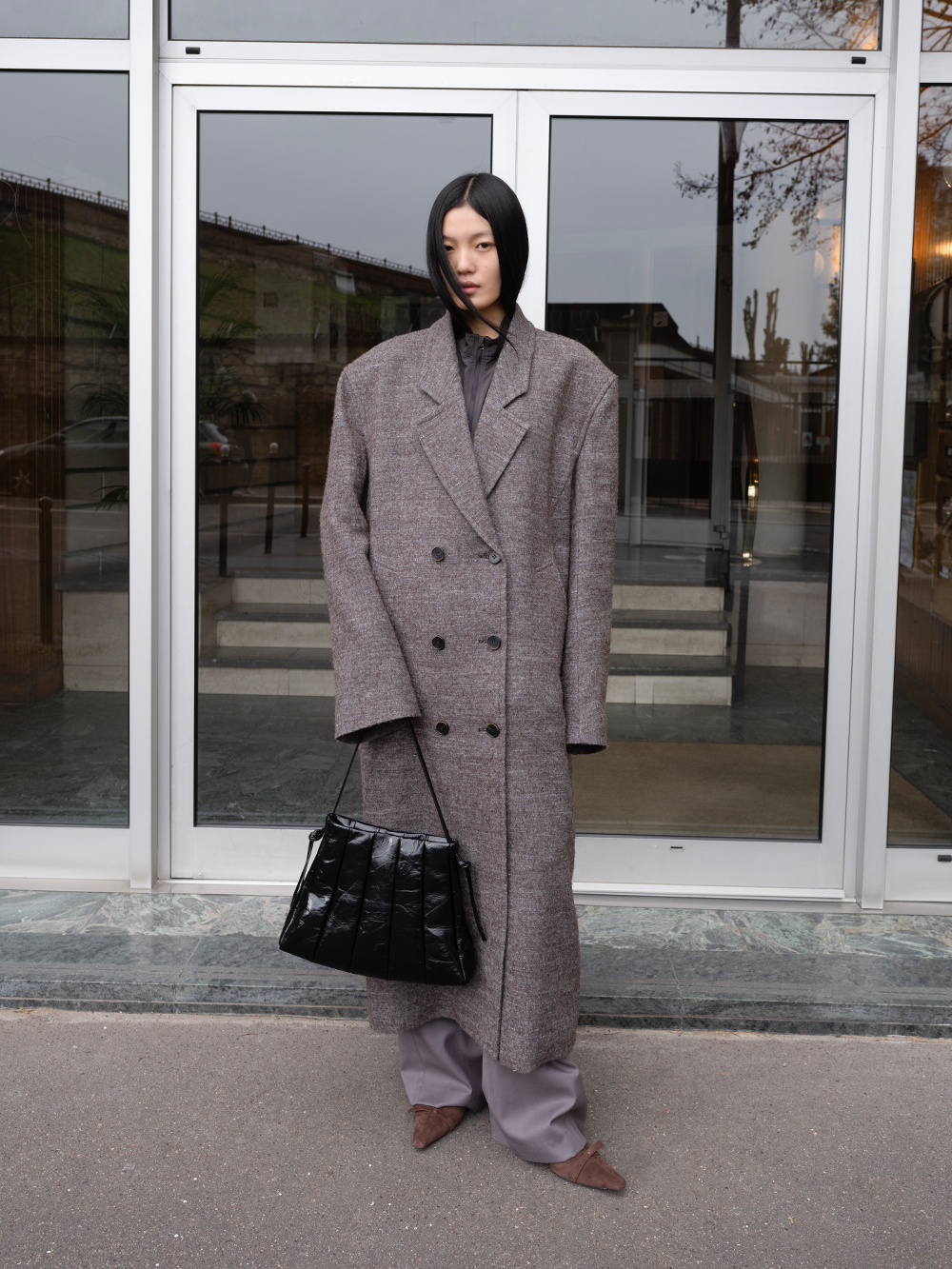 [LOW CLASSIC] / ☆ 24FW MELANGE WOOL OVERSIZED COAT / GREY