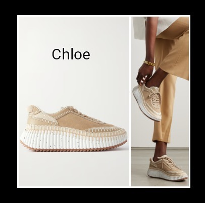 【Chloe】Nama スエード＆リサイクルメッシュ スニーカー CHLOÉ Nama スエード＆リサイクルメッシュ スニーカー 刺繍入り