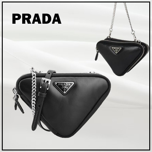 ★【PRADA】 三角 ロゴ レザー ミニ ポーチ バッグ★
