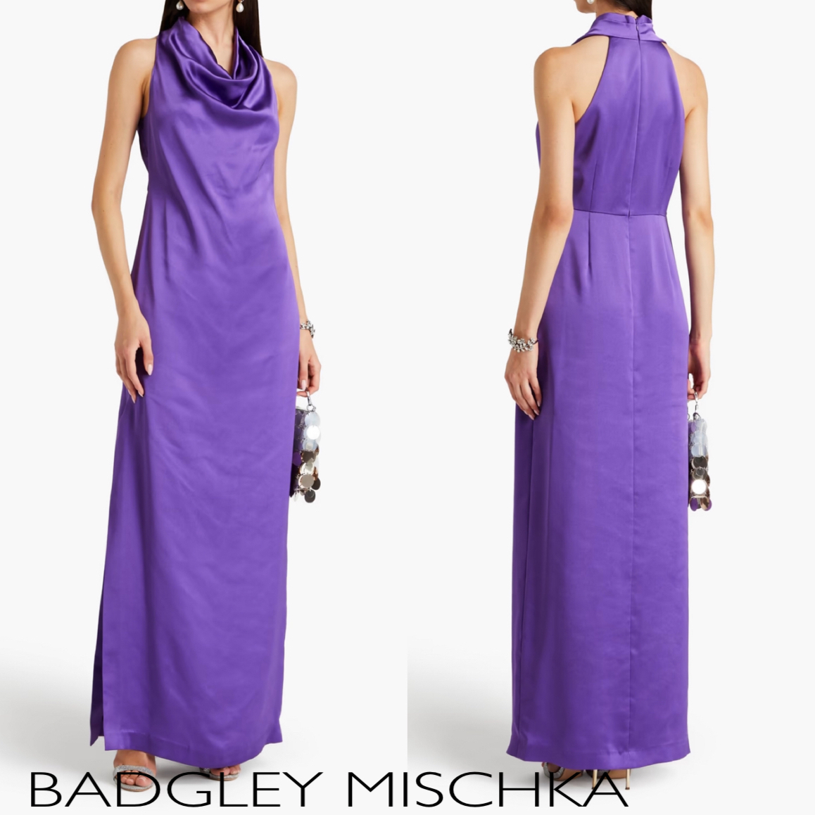 サテン★ドレープ入り★スリット★ワンピース★ BADGLEY MISCHKA