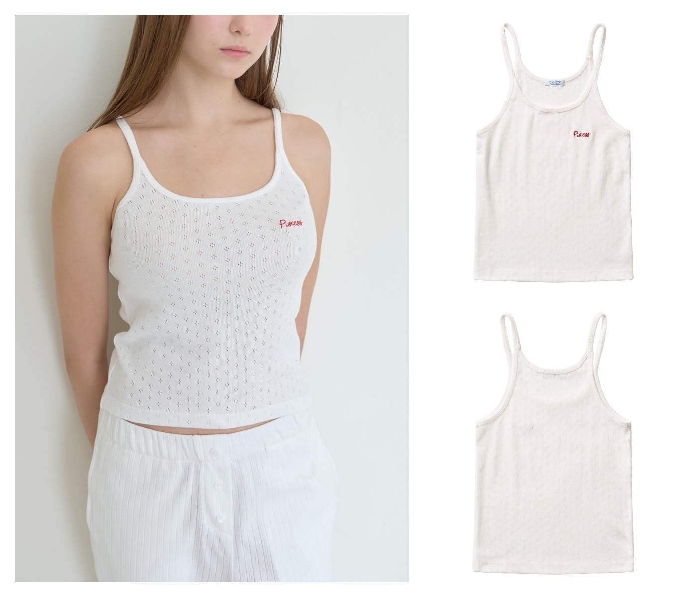 ★PISCESS★Eyelet Punching Sleeveless Top★Ivory★大人気★