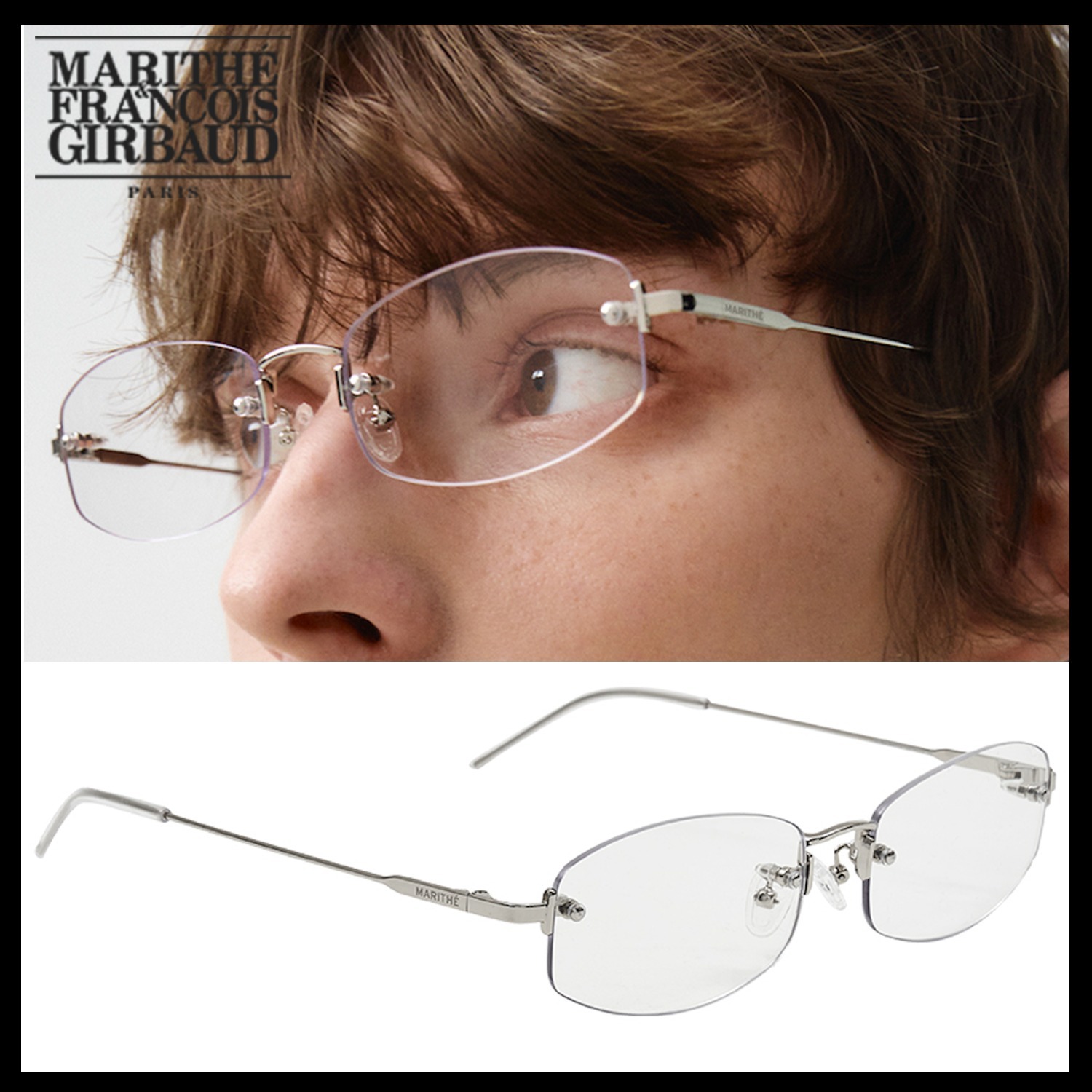 【Marithe】REGULAR LOGO FRAMELESS GLASSES / 追跡付