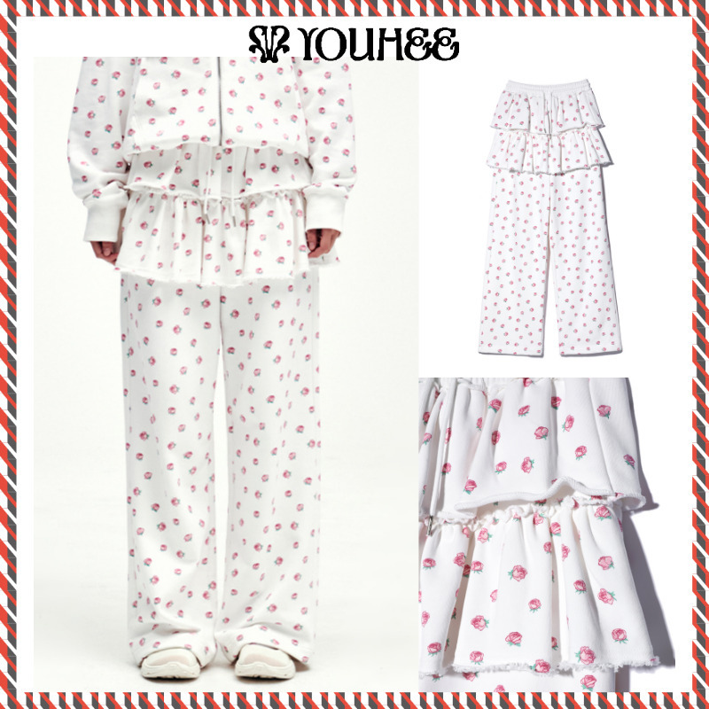 【YOUHEE】FLOWER PATTERN LAYERD SKIRT PANTS