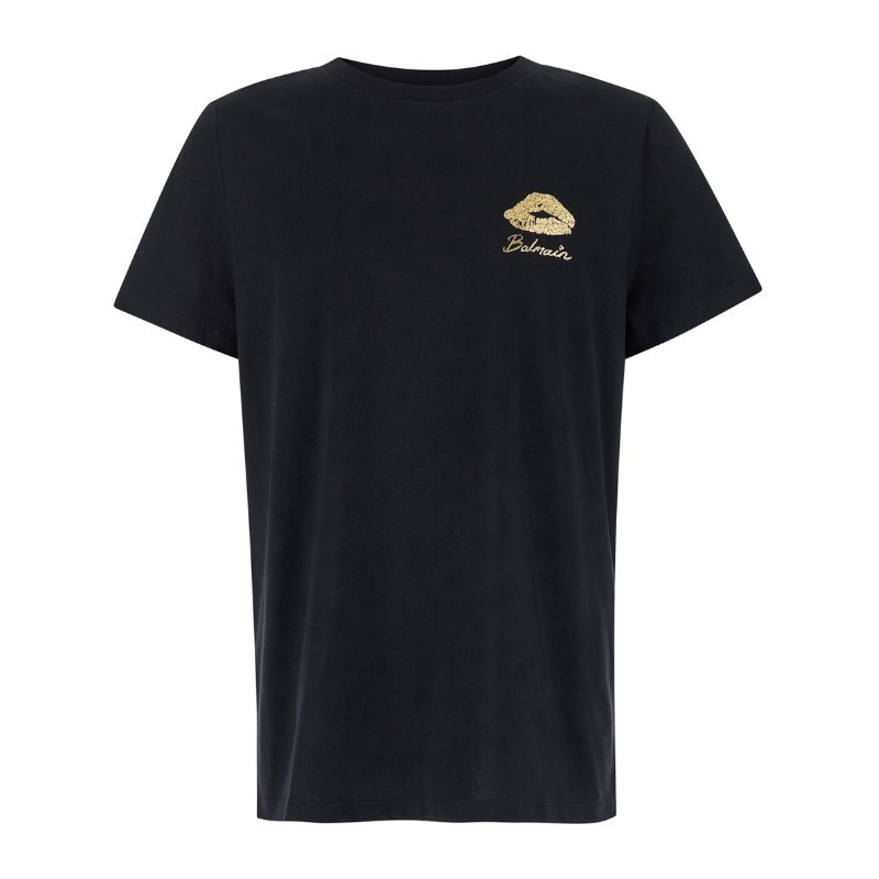 Tシャツ・カットソー BALMAIN GOLD KISS PRINT LOGO T-SHIRT-CLASSIC FIT