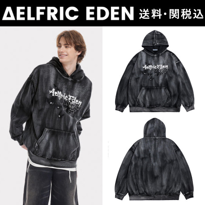 【Aelfric Eden】刺繍 バット スパイダー ウォッシュド パーカー