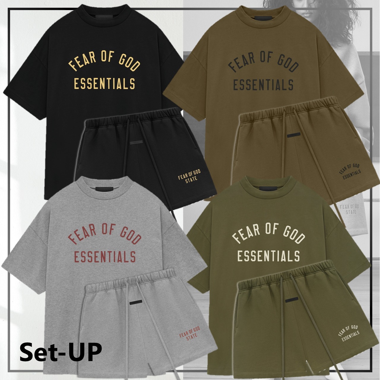 簡単おしゃれ◎【FEAR OF GOD Essentials】ロゴ Tシャツ＋パンツ