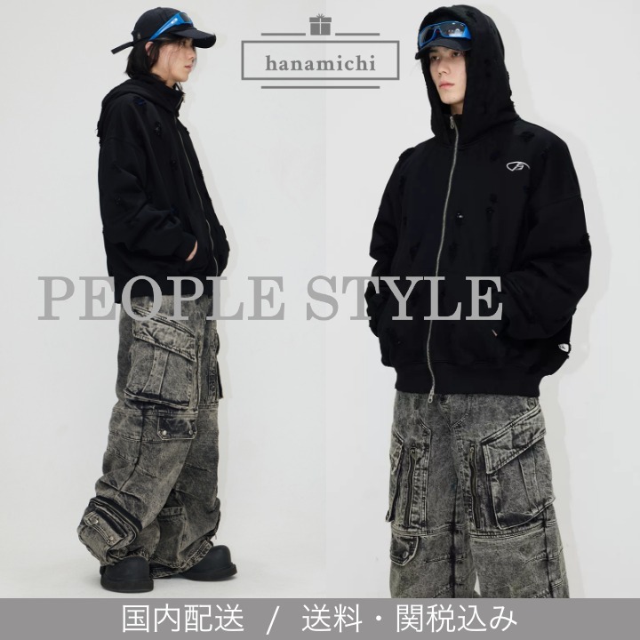PEOPLESTYLE*日本未入荷*ワームホール/刺繍ジッパー パーカー
