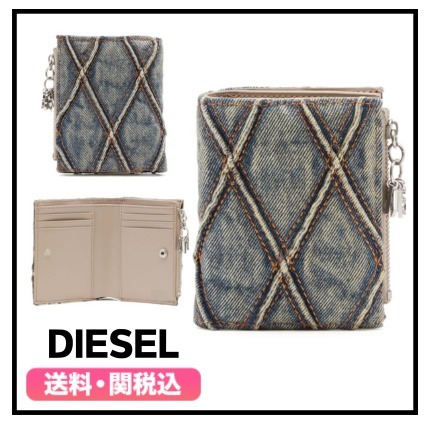 ★DIESEL★チャーム d-bi ゴールドジップ ii デニム ウォレット