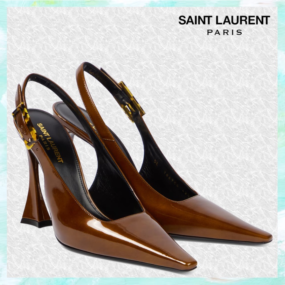 【送料込】Saint Laurent_Dune patent leather slingback pumps