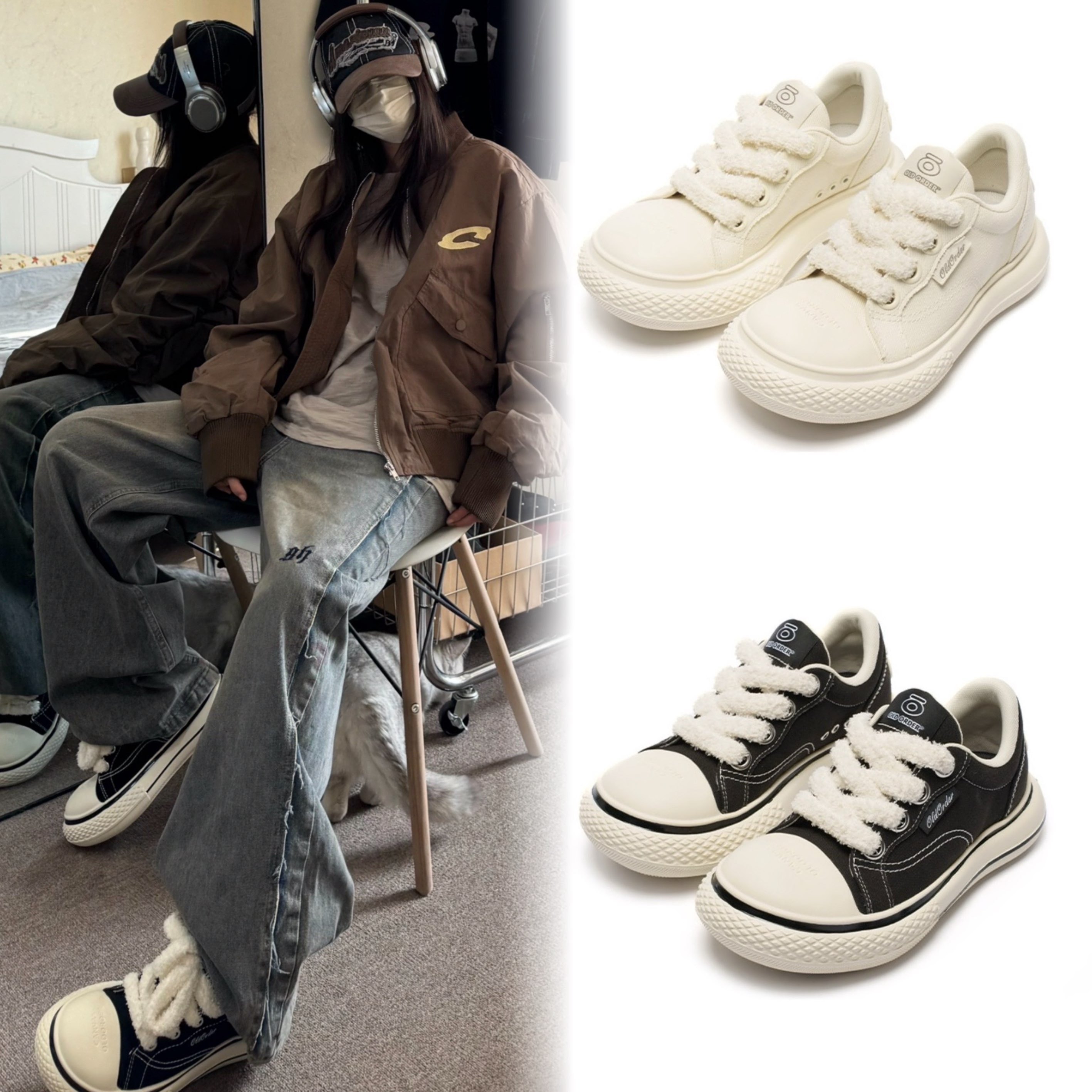 old orderブラックスニーカー