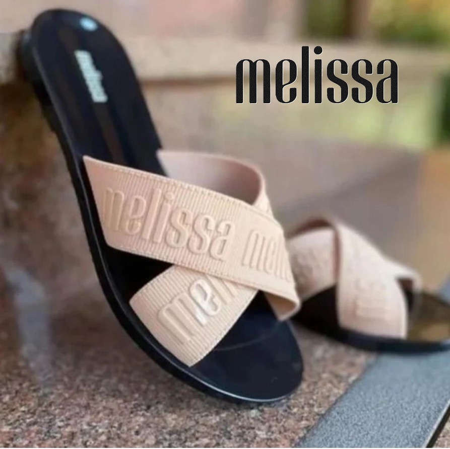 Melissa追跡付送料込 雨の日OK ビックロゴクロスフットヘッド