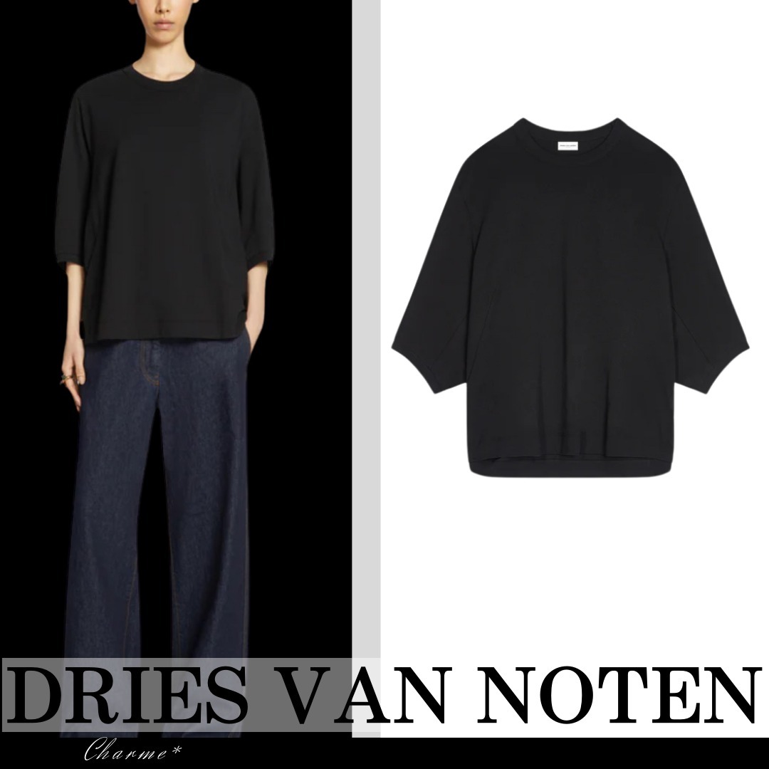 【Dries Van Noten】半袖 トップス 無地 ミッドウェイトコットン Boxy cotton tee - Spring-Summer Men | Dries Van Noten