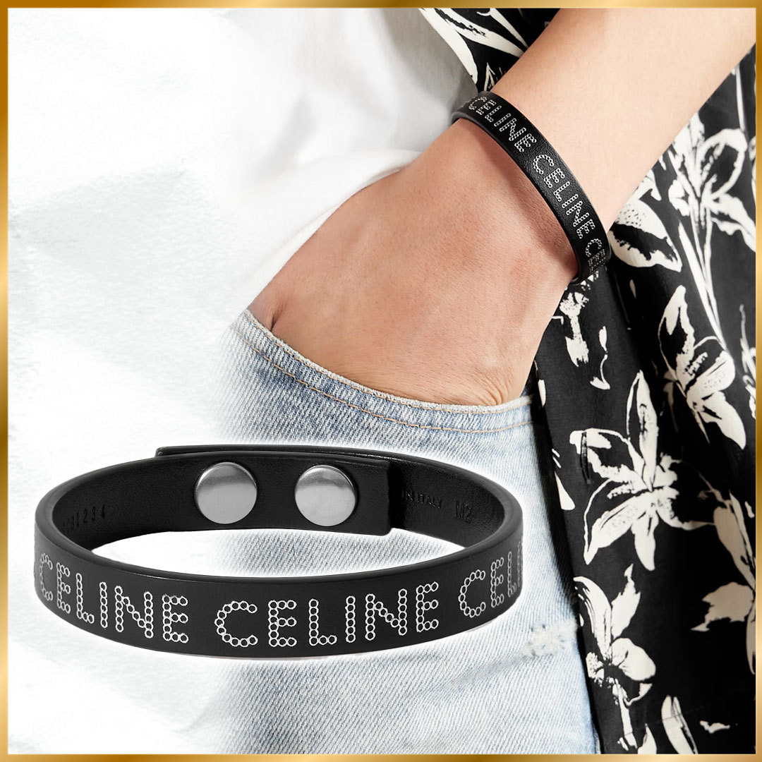 関税込◆大人気◆CELINE HOMME スタッズ レザー ブレスレット