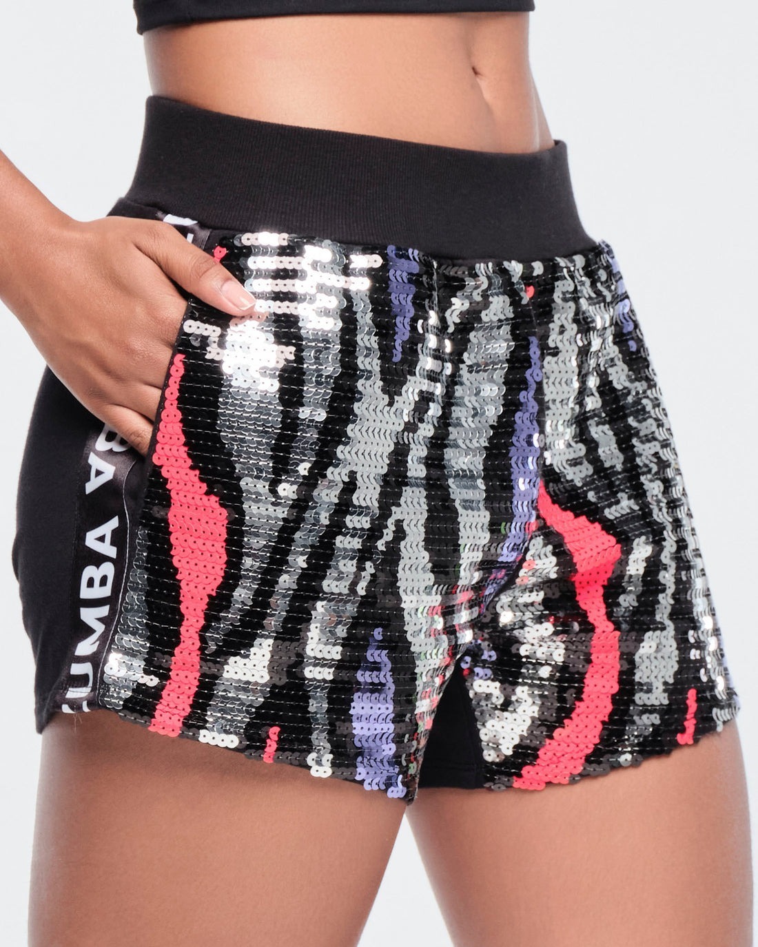 即発送☆ZUMBA☆Funscape Sequin Boxing Short With Side Trim