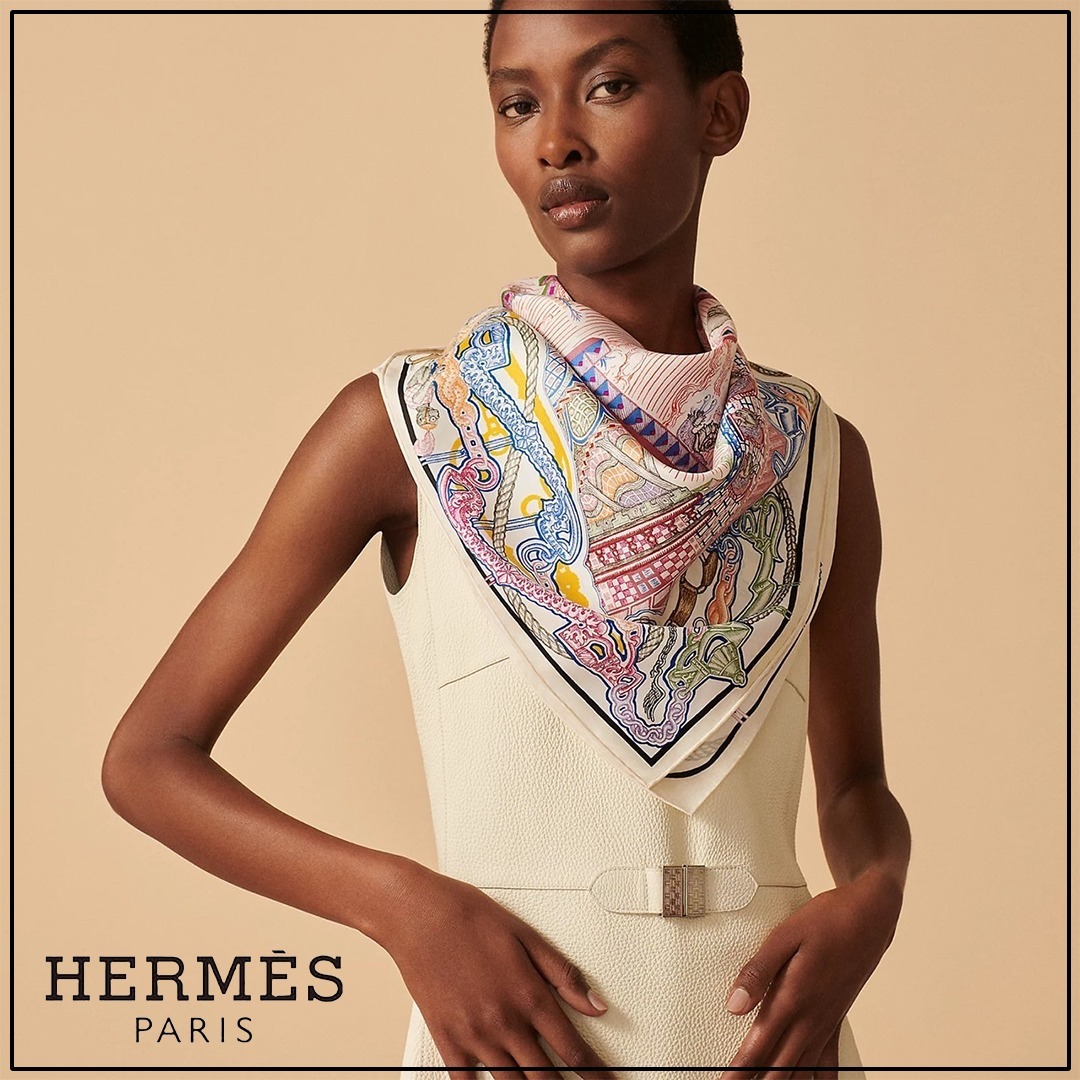 スカーフ【Hermes】カレ90 スーパー・シルク・クエスト 2色
