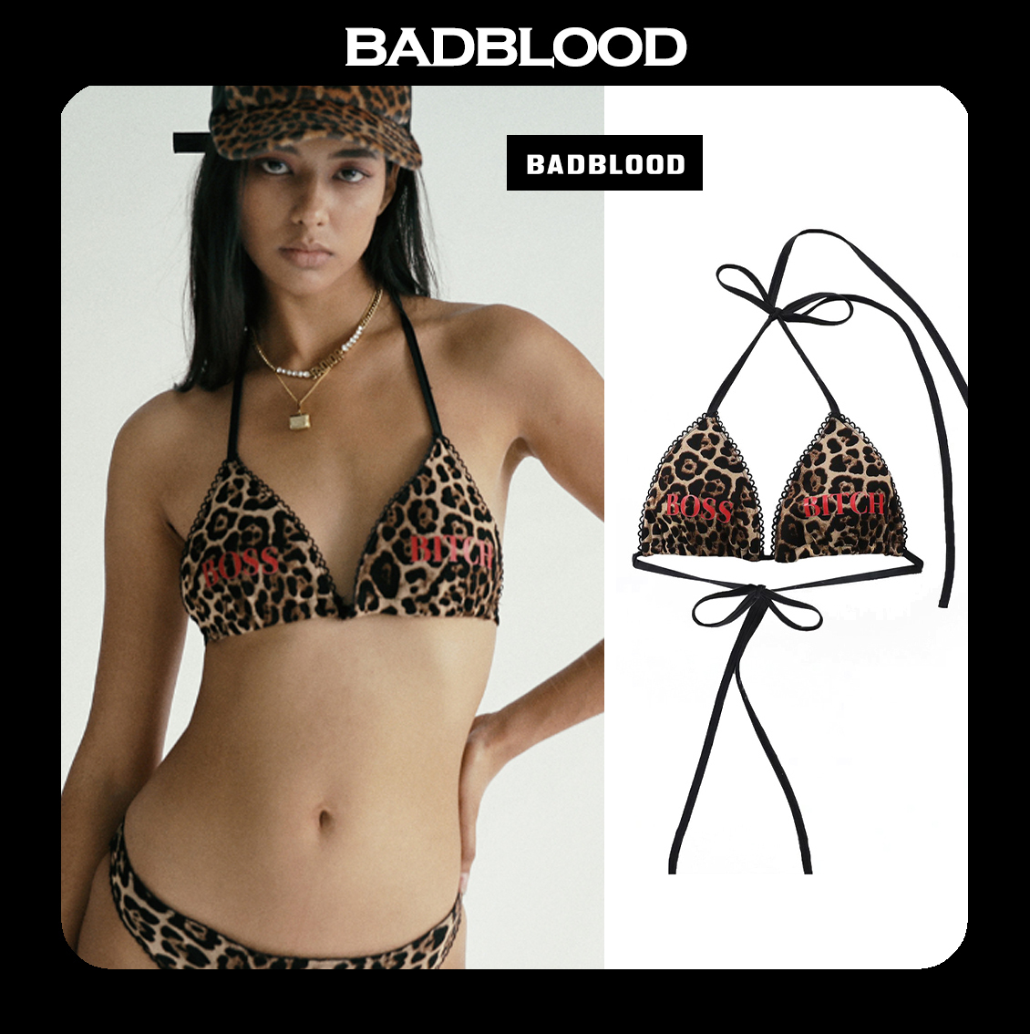 BADBLOOD★韓国大人気 Leopard Bikini Top - Brown